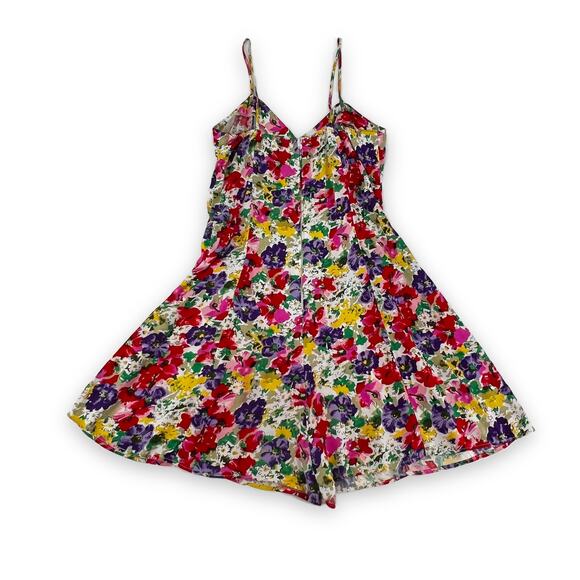 Vintage 90s Floral Romper Mini Playsuit Flowy Wide Leg size Small - Picture 2 of 11